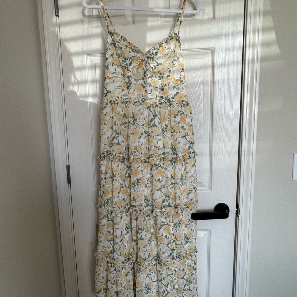 Crystal Doll Floral Maxi Dress in Yellow and Green